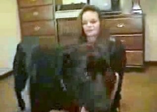 Dog's dick is getting deepthroated by a brunette