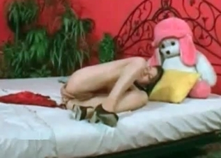 Tight pussy cutie enjoys a big red cock