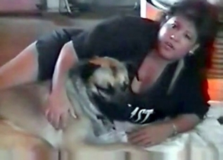 Pretty puppy seduced by a fat-ass chick