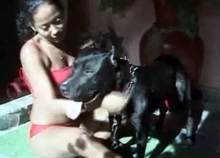 Submissive slut wants that Doberman dick