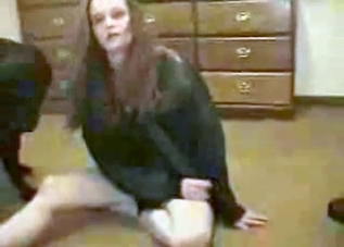 Dog's dick is getting deepthroated by a brunette