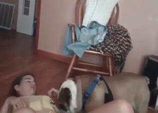 Young dog is really into hardcore bestiality