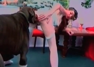 Dirty Doberman rapes a submissive slut