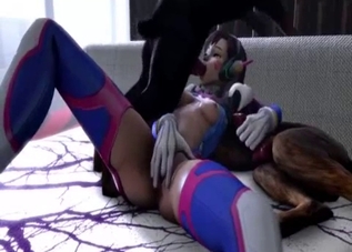 Overwatch slag fucking two dogs at once