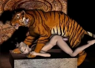 3D bestiality with a girl and a tiger