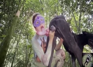 Zoophile porn showing a submissive lady, her dog