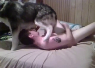 One twink watches the other fuck a sexy dog
