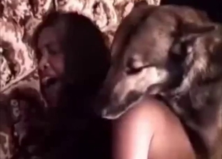 Stepmommy calling the shots in a dog fuck vid