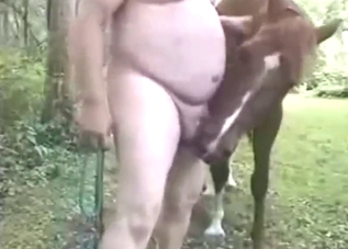 Fat guy uses his dick to fuck a sexy mare