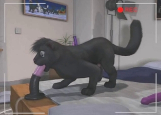 3D panther fucks a huge horse cock dildo too