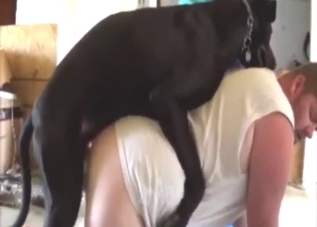 Black dog doggystyle banging a guy on all fours