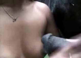 Horse cum getting licked off by a cum-hungry babe
