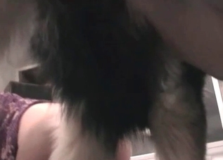 MILF slut enjoying animal fucking on camera
